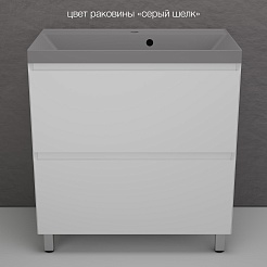 Style Line Тумба с кварцевой раковиной серый шелк Манхэттен 80 Plus эмаль белая матовая – фотография-2